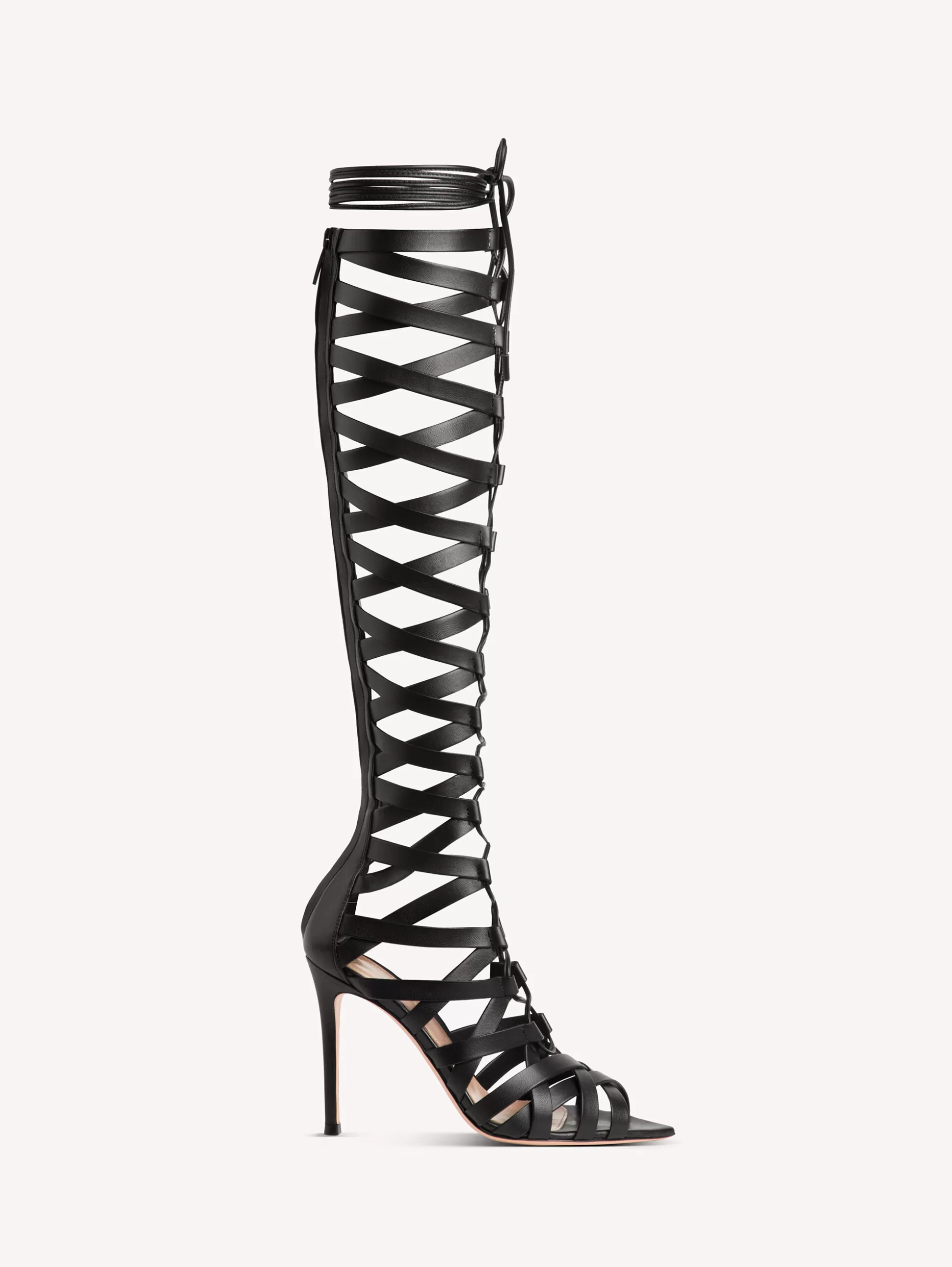 Gianvito Rossi Boots-CATHERINE GLADIATOR BLACK LEATHER