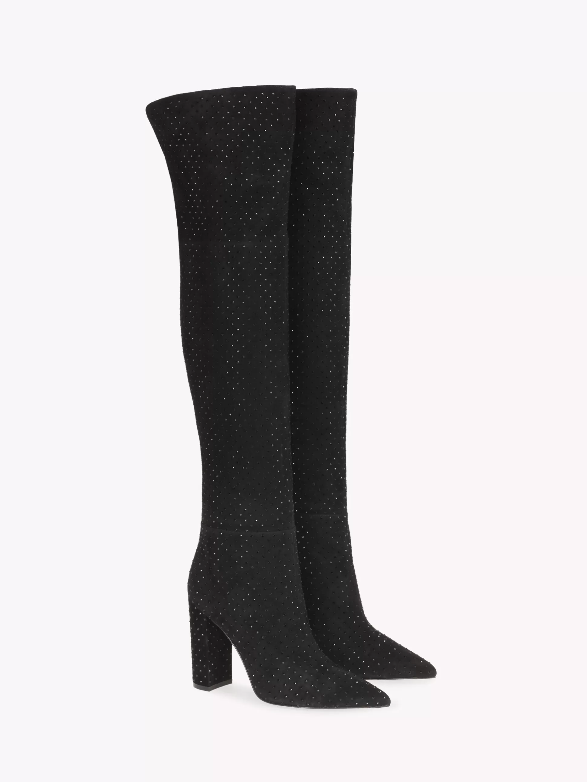 Gianvito Rossi Boots-CRYSTAL PIPER BOOT BLACK SUEDE