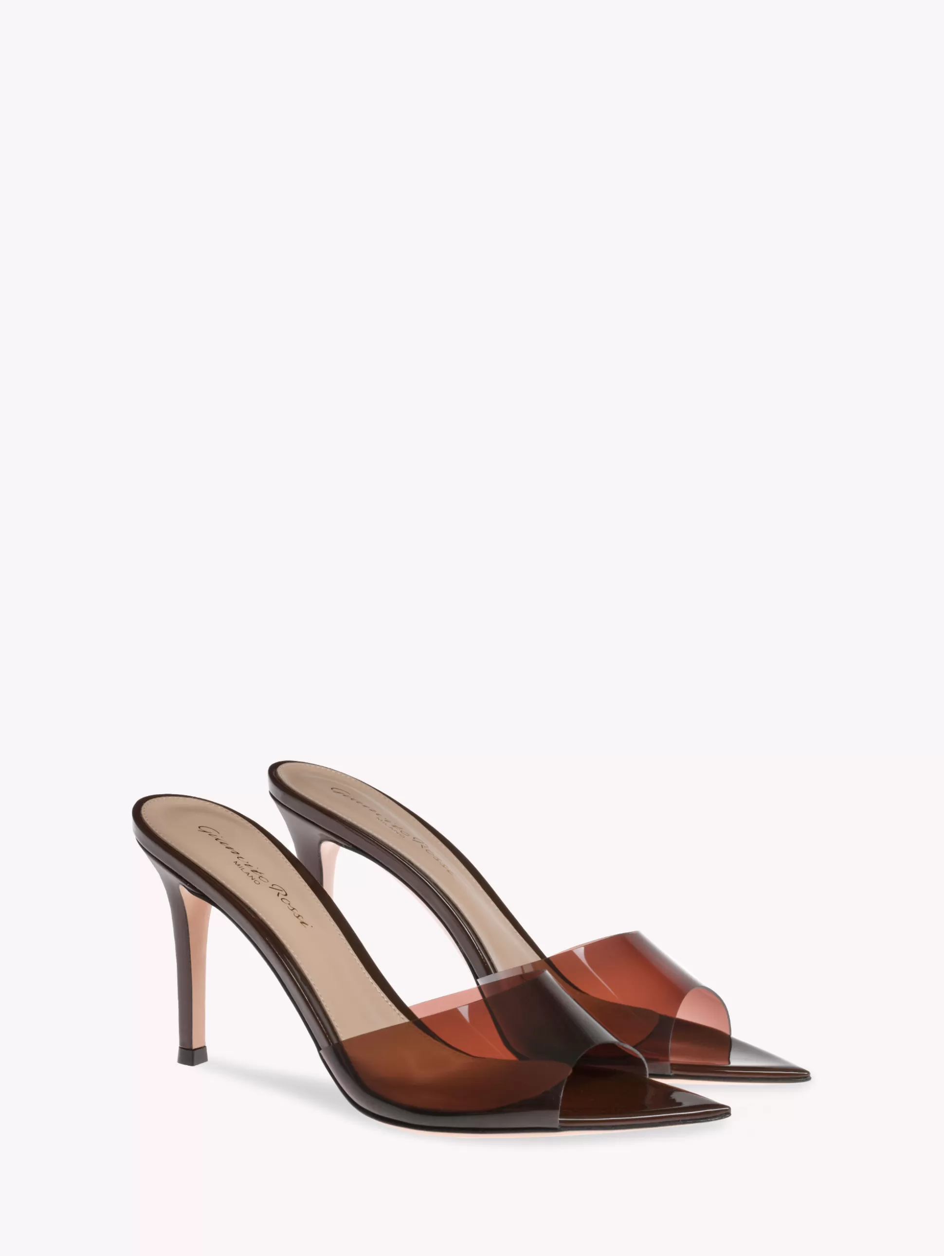 Gianvito Rossi Mules | Plexi-ELLE 85 BROWN