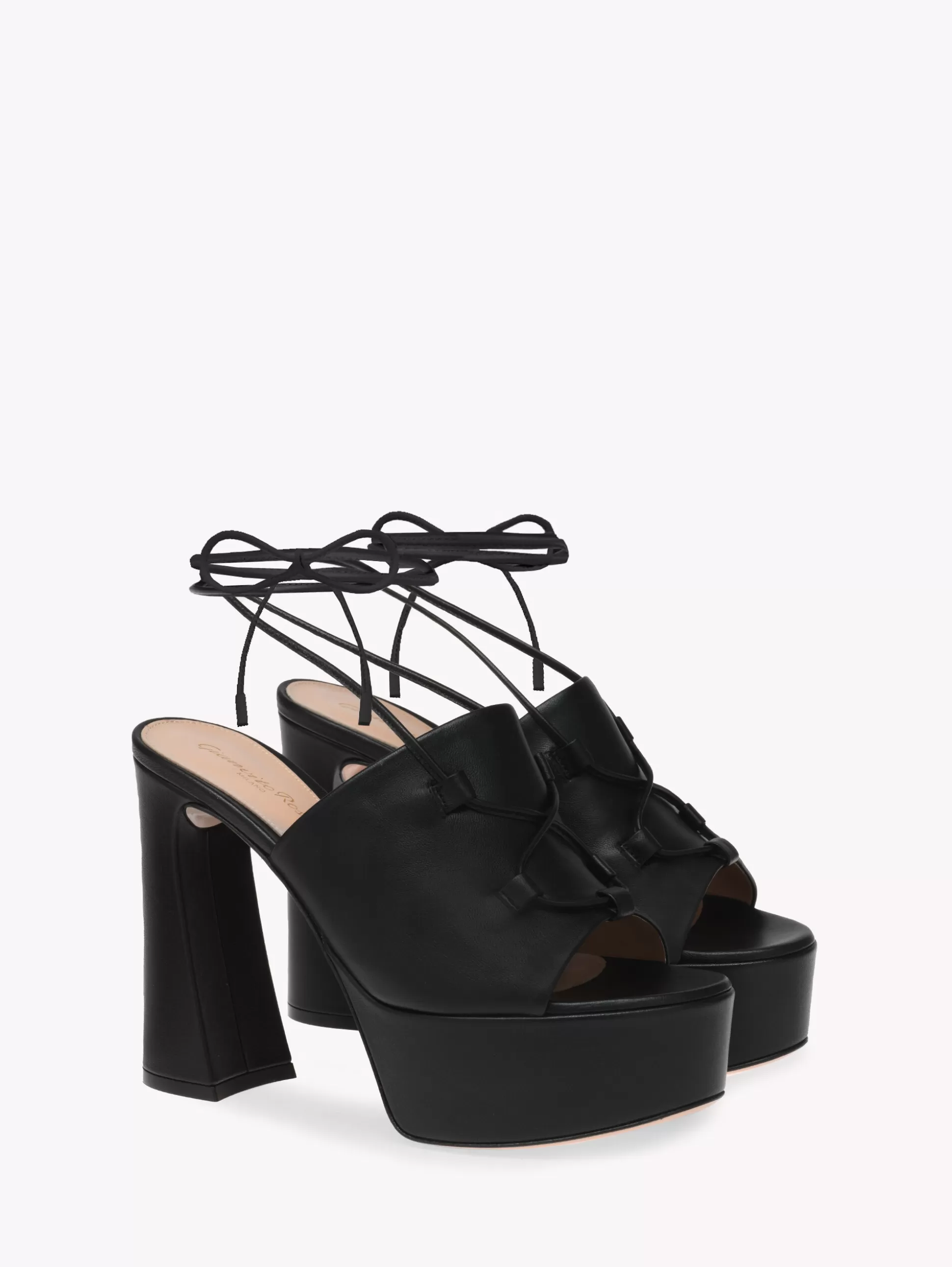 Gianvito Rossi Sandals-HOLLY LACE UP BLACK LEATHER