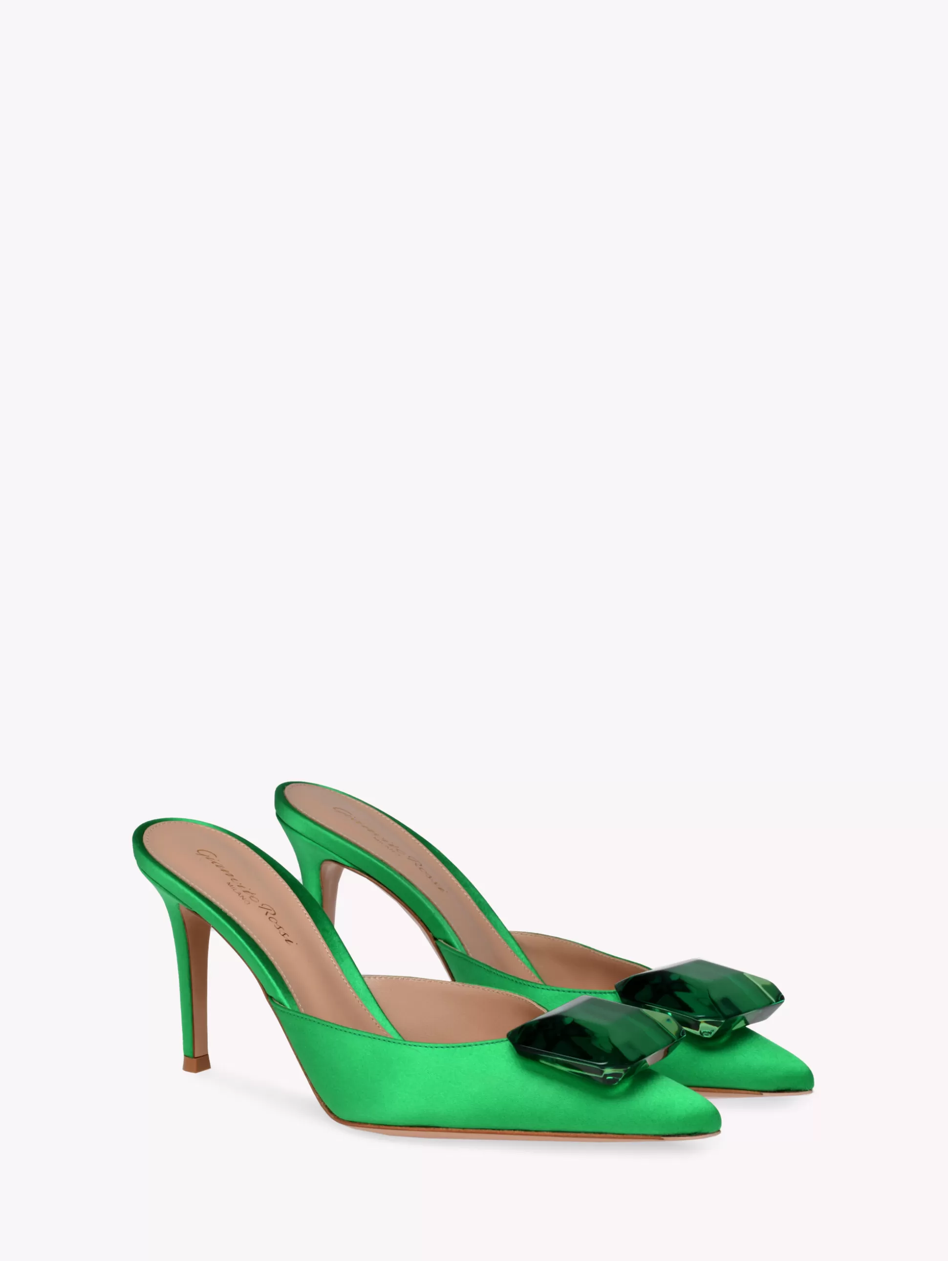 Gianvito Rossi Mules-JAIPUR MULE 85 GREEN SATIN