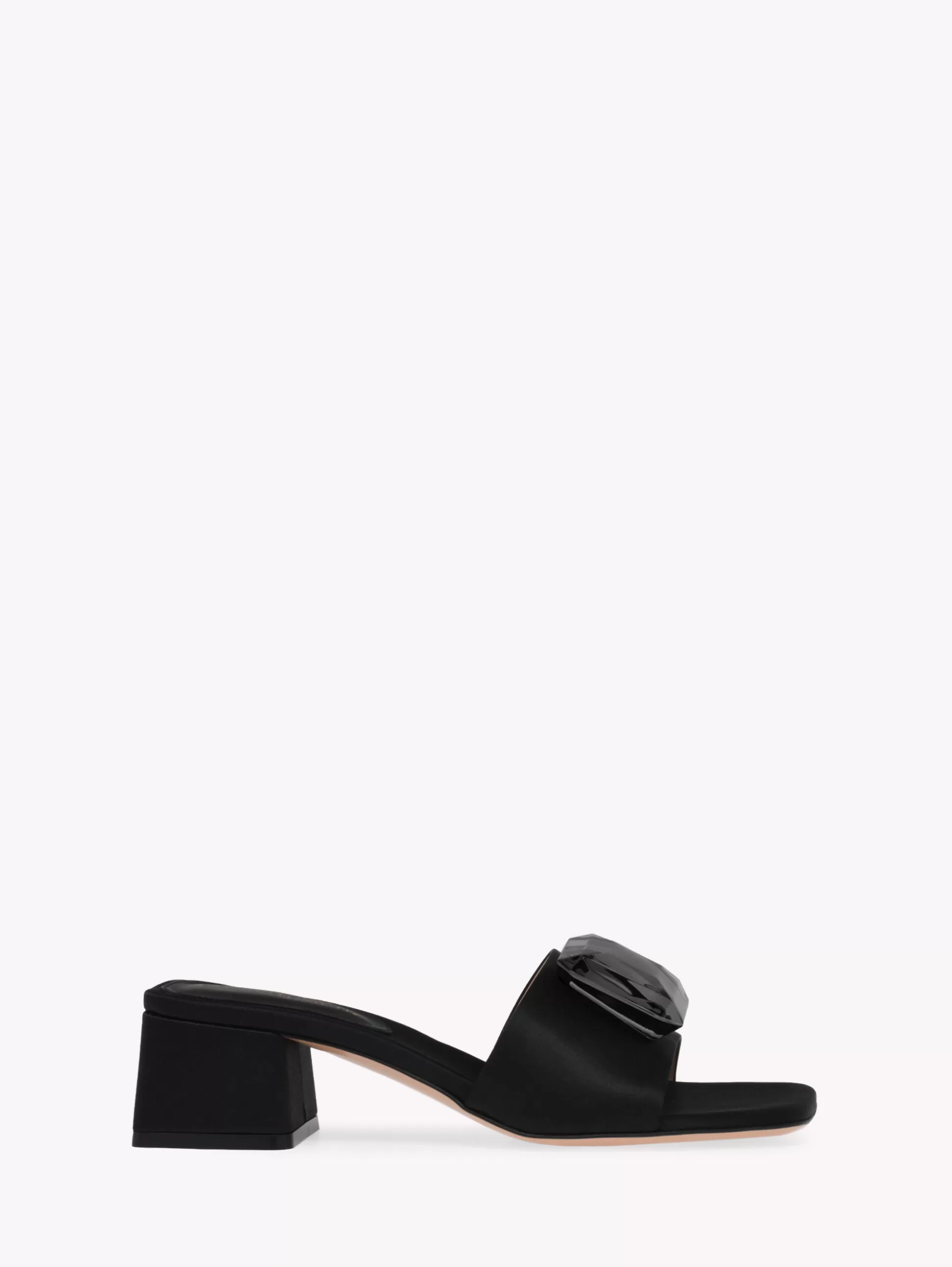 Gianvito Rossi Mules-JAIPUR SLIDE 45 BLACK SATIN