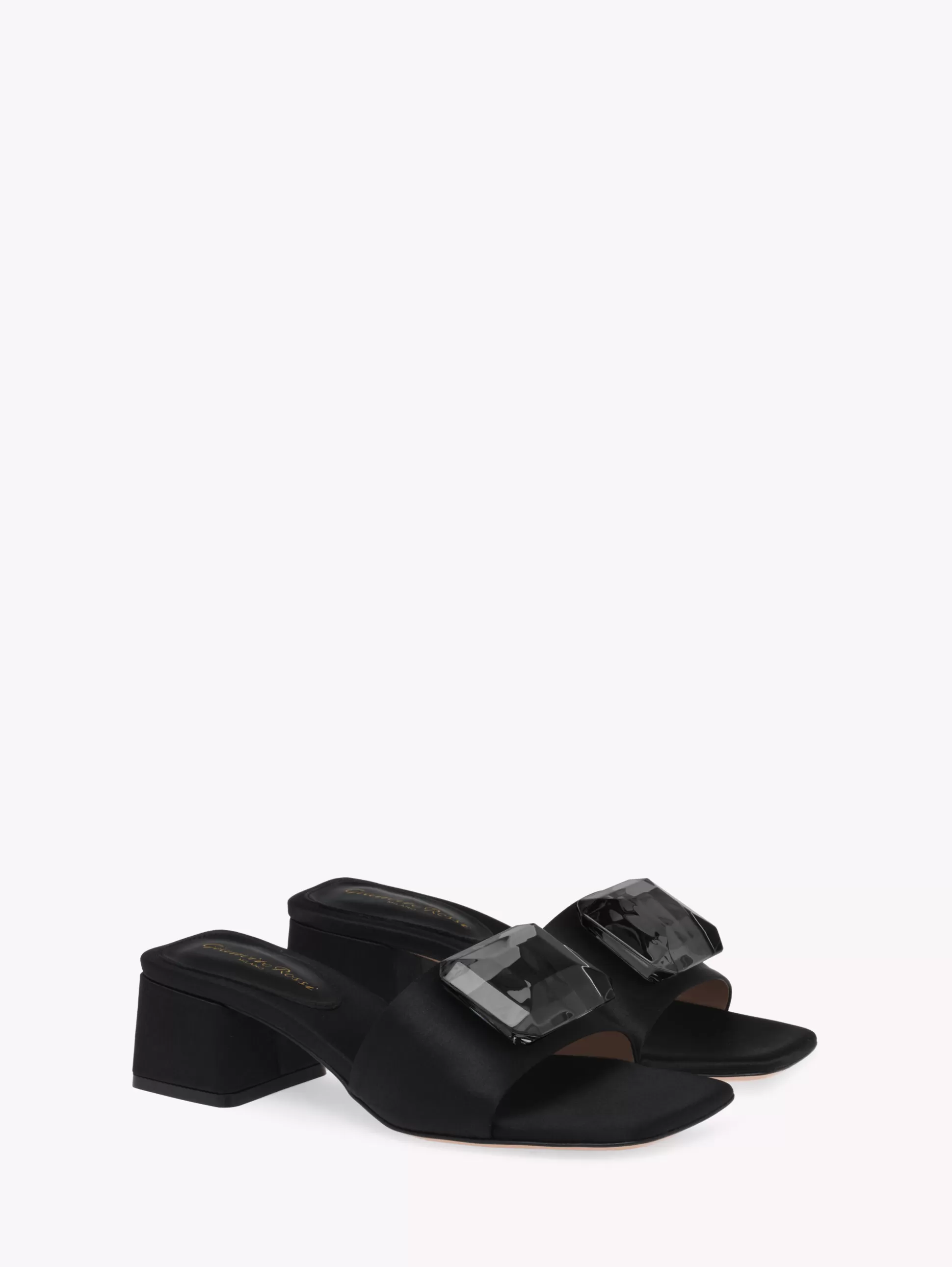 Gianvito Rossi Mules-JAIPUR SLIDE 45 BLACK SATIN