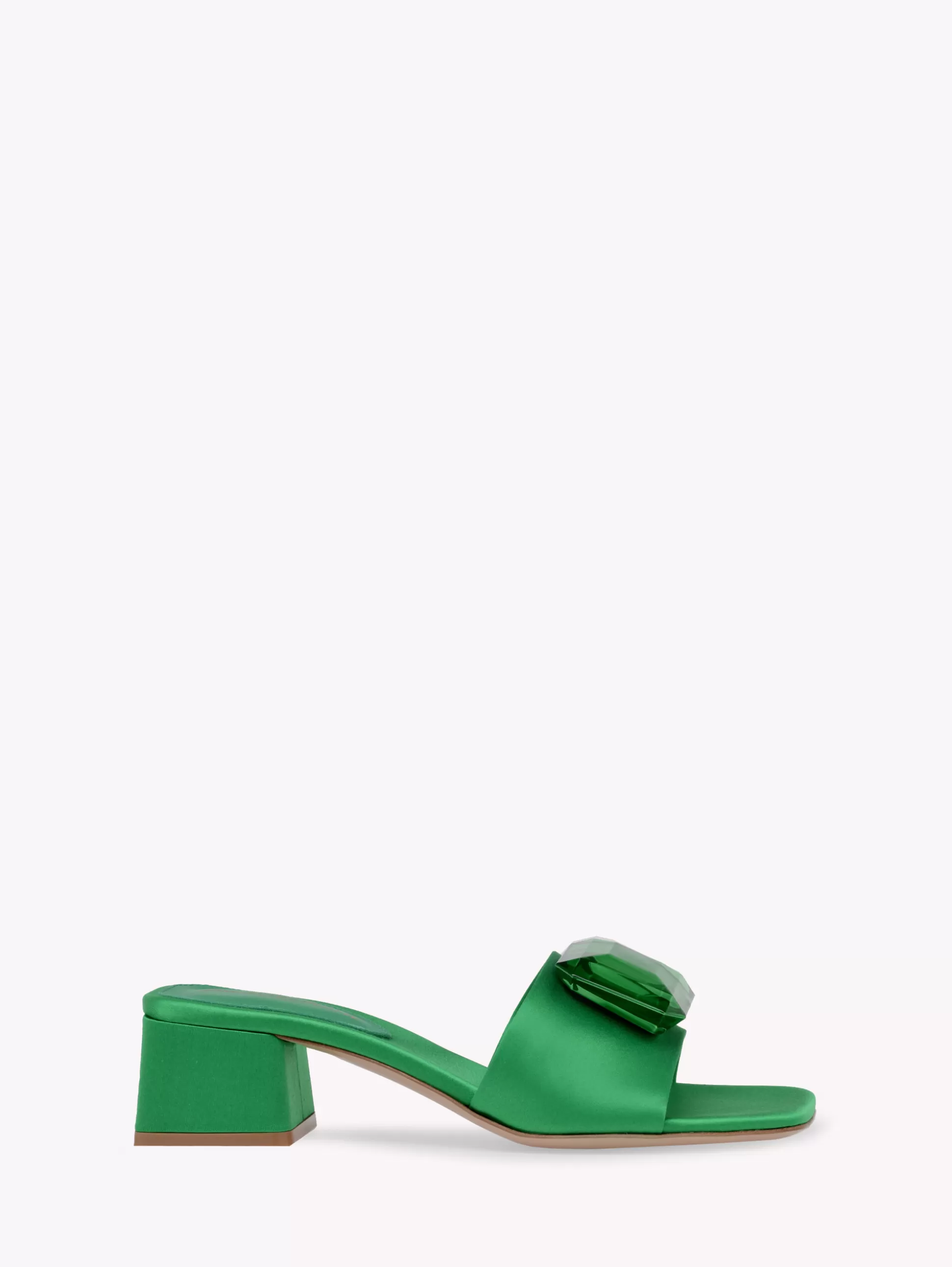 Gianvito Rossi Mules-JAIPUR SLIDE 45 GREEN SATIN