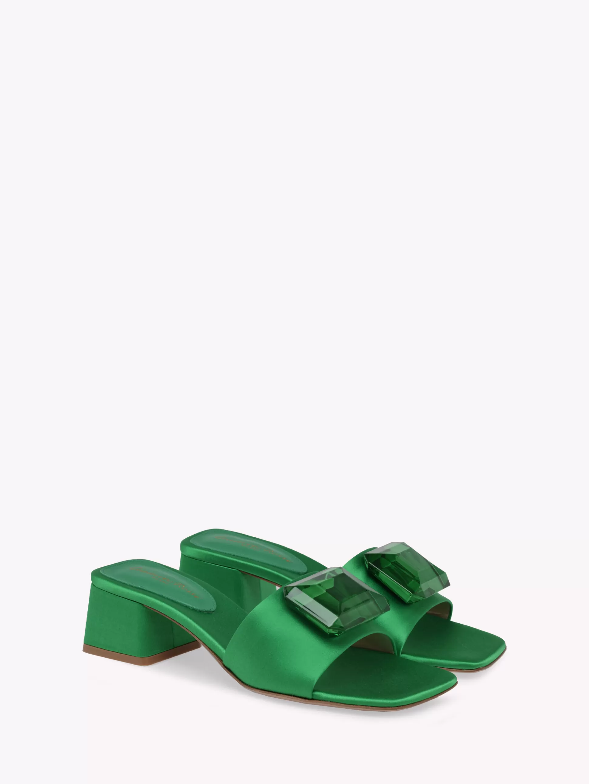 Gianvito Rossi Mules-JAIPUR SLIDE 45 GREEN SATIN