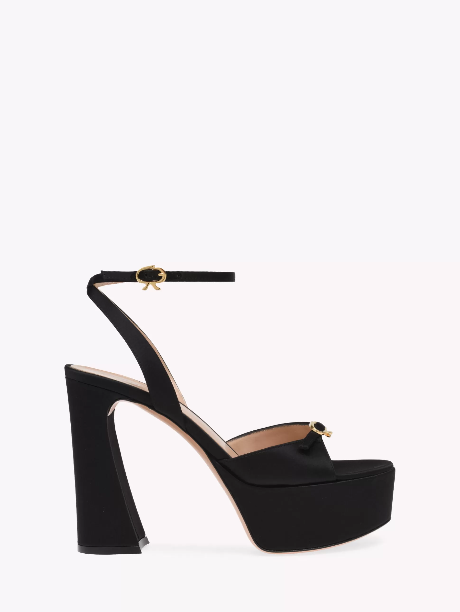 Gianvito Rossi Sandals-MADDY PLATFORM BLACK SATIN