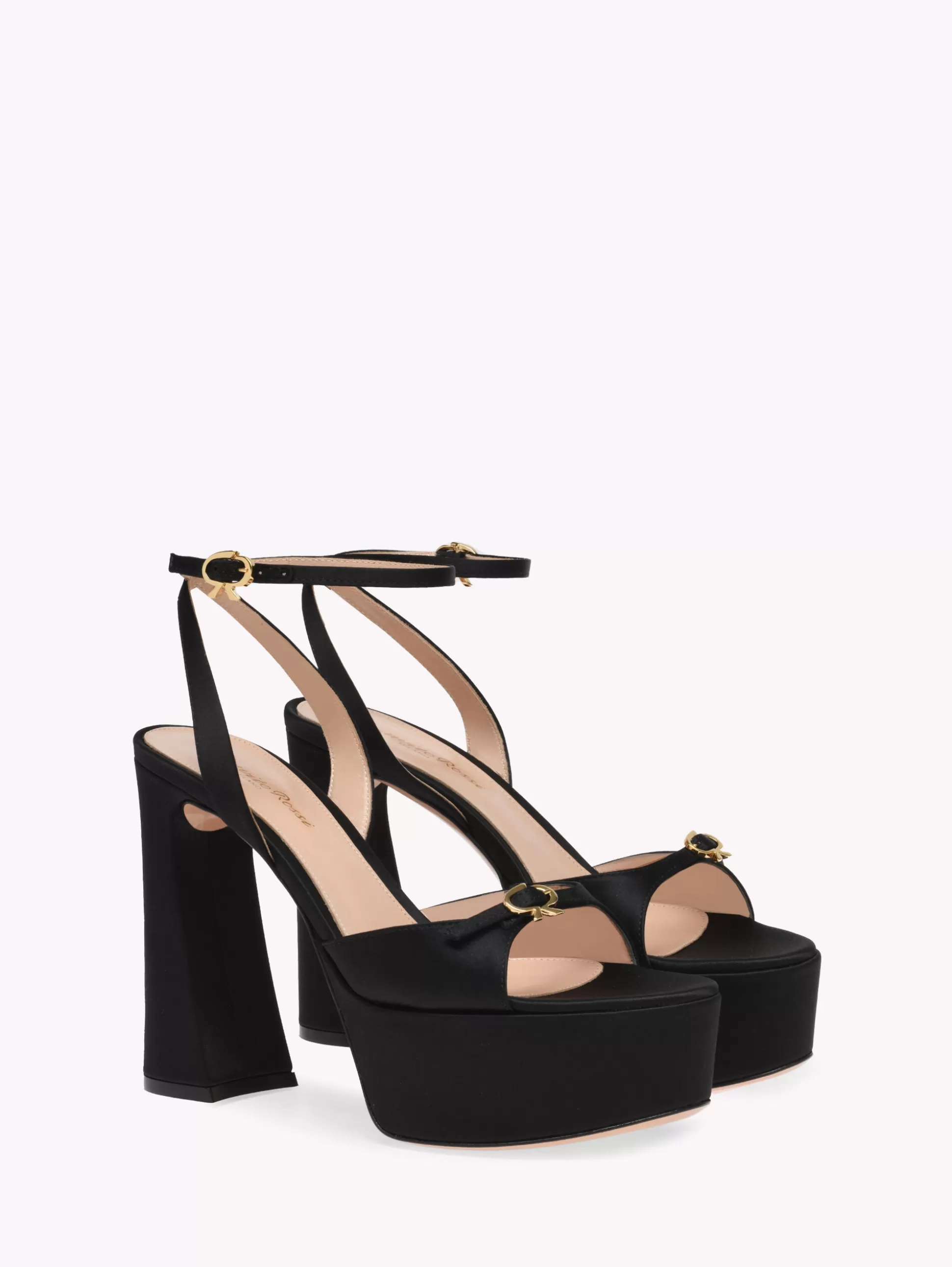 Gianvito Rossi Sandals-MADDY PLATFORM BLACK SATIN