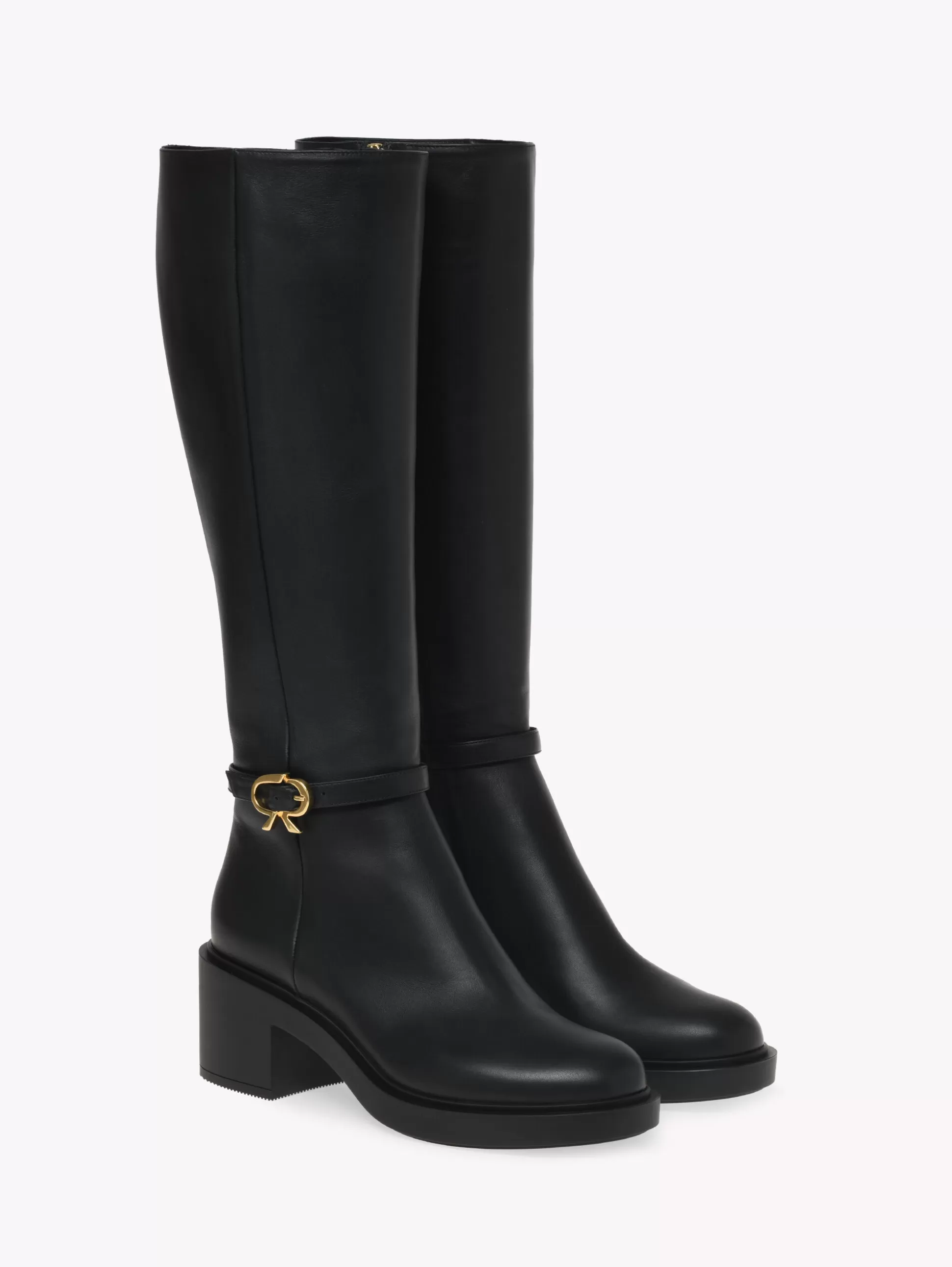 Gianvito Rossi Boots-RIBBON DUMONT BOOT BLACK LEATHER