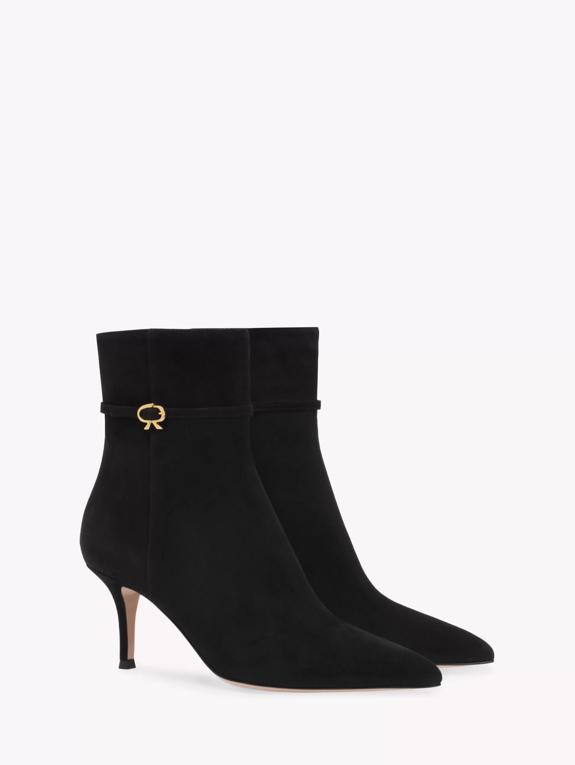 Gianvito Rossi Booties-RIBBON VILLE 70 BLACK SUEDE